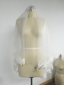 beautiful lace appliqued bridal veil