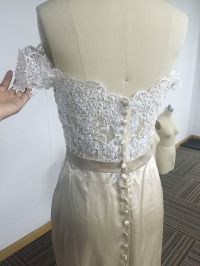 Off the shoulder Light Champagne Charmeuse Dress