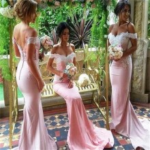lace and satin bridesmaid dress