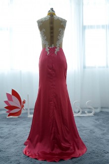 Gold Burgundy Dress with White Appliques Top