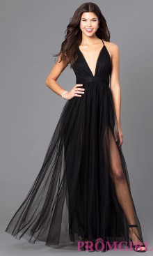 Flowy A line V neck ball dress