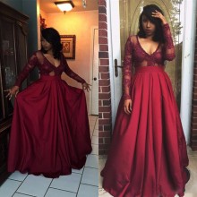 lace and satin stunning prom dress