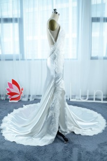 Silky Satin Illusion Open Back Mermaid Dress