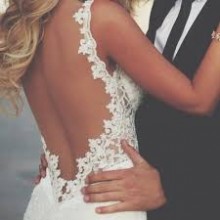 delicate lace spaghetti strap open back dress