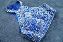 Beaded Halter Blue Crop Top