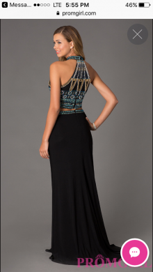 prom dress with beaded halter crop top and sheath ankle length skirt