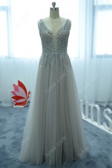 gorgeous pearls beaded prom dress