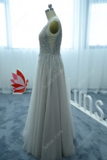 pearls beaded prom dress