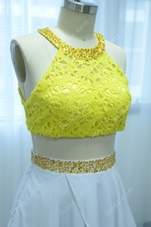 gold ornamentation around the neckline and waistline