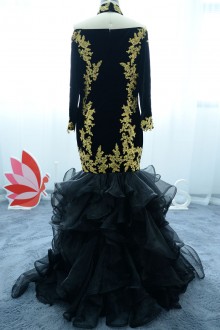 Gold Lace Appliqued Mermaid Dress