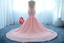luxury rose trumpet skirt pink prom dress