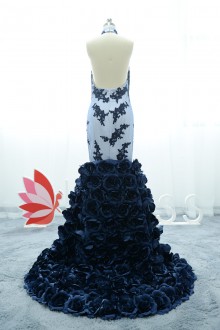 midnight sleeveless mermaid prom dress
