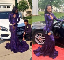 Plus Size Purple Sequin Mermaid Prom Dress