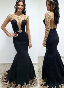 black mermaid prom dress