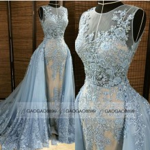 luxury sky blue prom dress