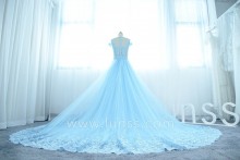 prom dress with detachable panel train