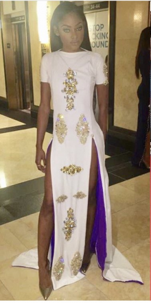 crystals white dress