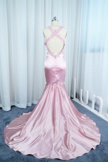 Floral Lace and Silky Satin Mermaid Prom Dress