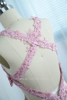 Rose Pink Floral Lace Strap Back