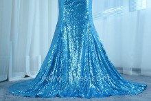Blue Sequin Prom Dress