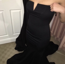 v cut black dress