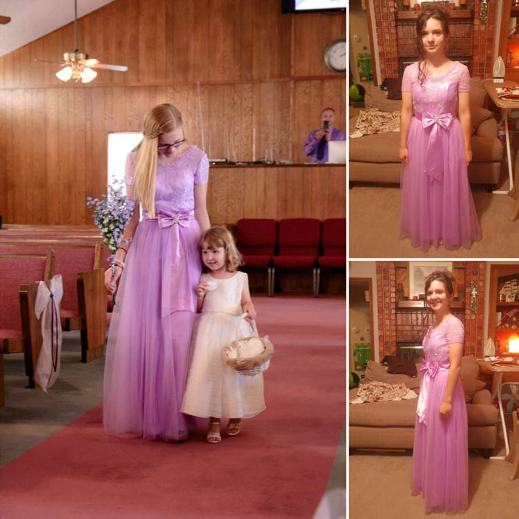 Lavender Cleverish Floor length Tulle Short Sleeve Bridesmaid Dress