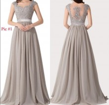 A line chiffon lace dress