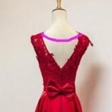 Luxurious Ruby Lace and Silk Satin Custom New Prom Dress with Bow at ...