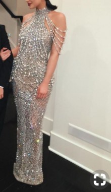 Stunning silver glitter prom dress