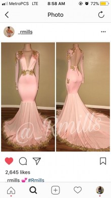 long sleeve open back prom dress
