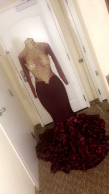 illusion long sleeve mermaid prom dress