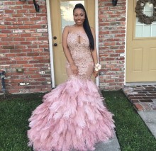pink feather dress