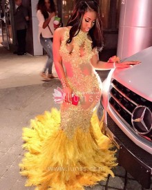 yellow feather dress