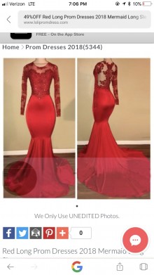 Beaded Red Prom Dress Combined with Sheer Lace Long Sleeves and Trumpet ...