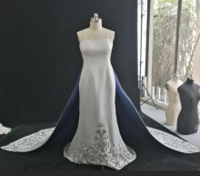 White spaghetti straps beaded embroidery changeable dress