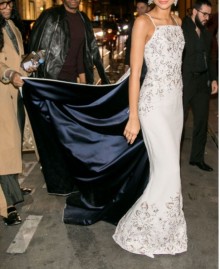 glossy navy blue satin on the inner part of the cape