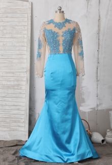 Outstanding Custom tailored Ocean Blue Mermaid Dress 2019 Prom Dress
