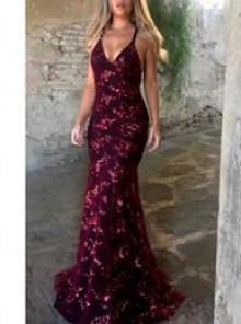 burgundy mermaid prom