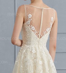 floral appliques illusion back