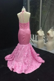 pink lace 3D floral mermaid custom made prom dress