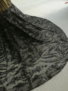 black sequin customized plus size prom dress