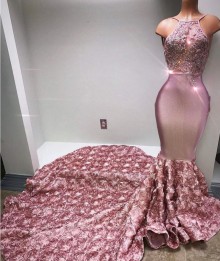 3D rose prom dress