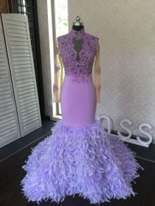 light purple custom made prom dress