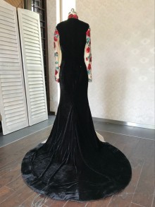 sheer long sleeve nude custom made prom dress