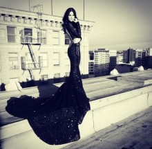 black sequin prom dress