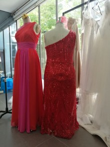embroidered ruby sequin long High School Reunion dress