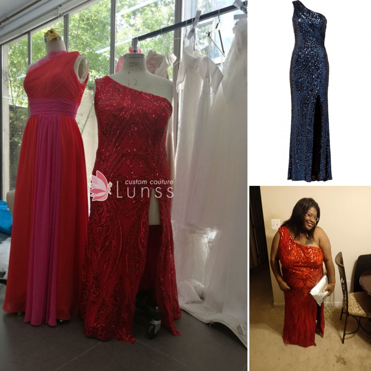 embroidered ruby sequin long sheath High School Reunion dress
