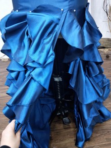 Cascading ruffled custom made prom dress