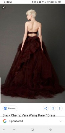 burgundy soft tulle wedding dress