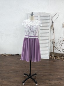 lace and chiffon junior bridesmaid dress